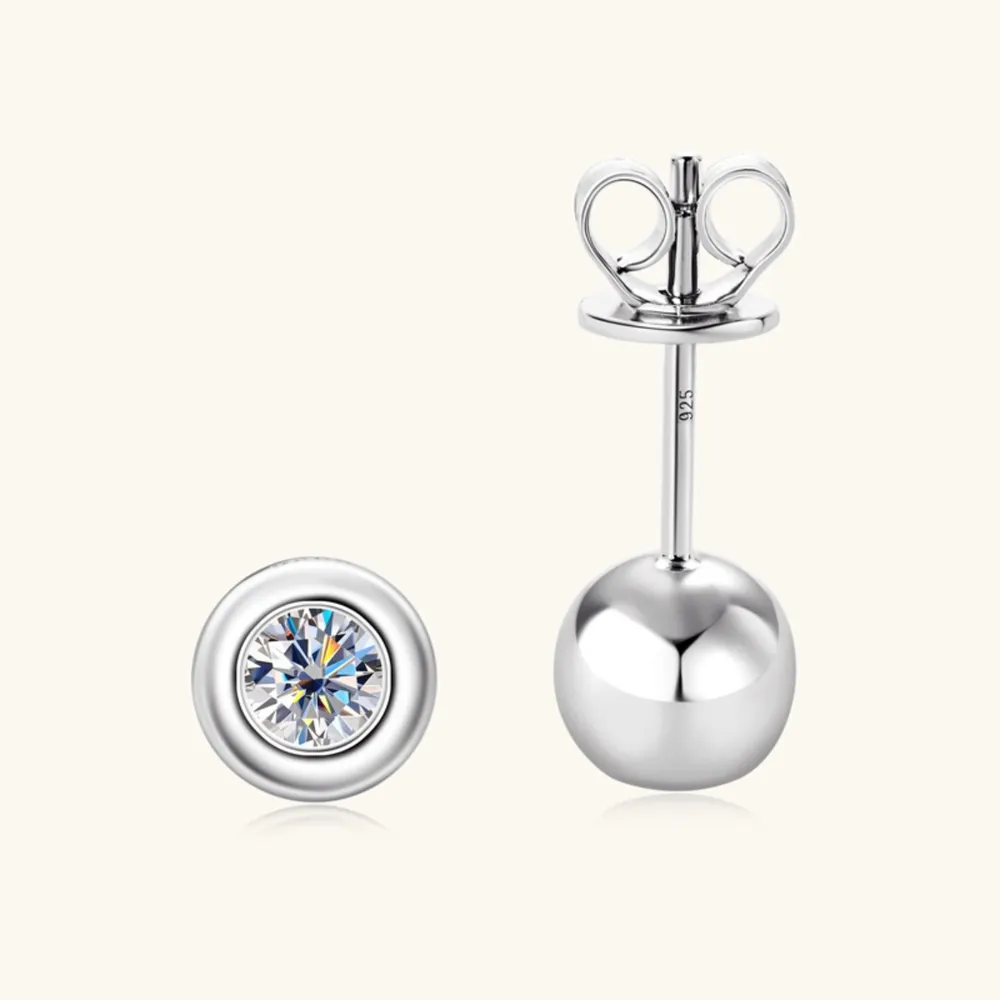Moissanite 925 Sterling Silver Stud Earrings, image 3