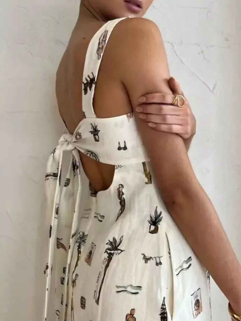 Printed Sleeveless Maxi Dress with Pockets, image 3