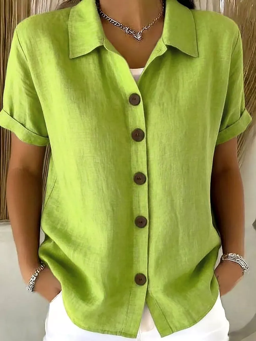 Full Size Button Up Short Sleeve Shirt Plus Size, image 10