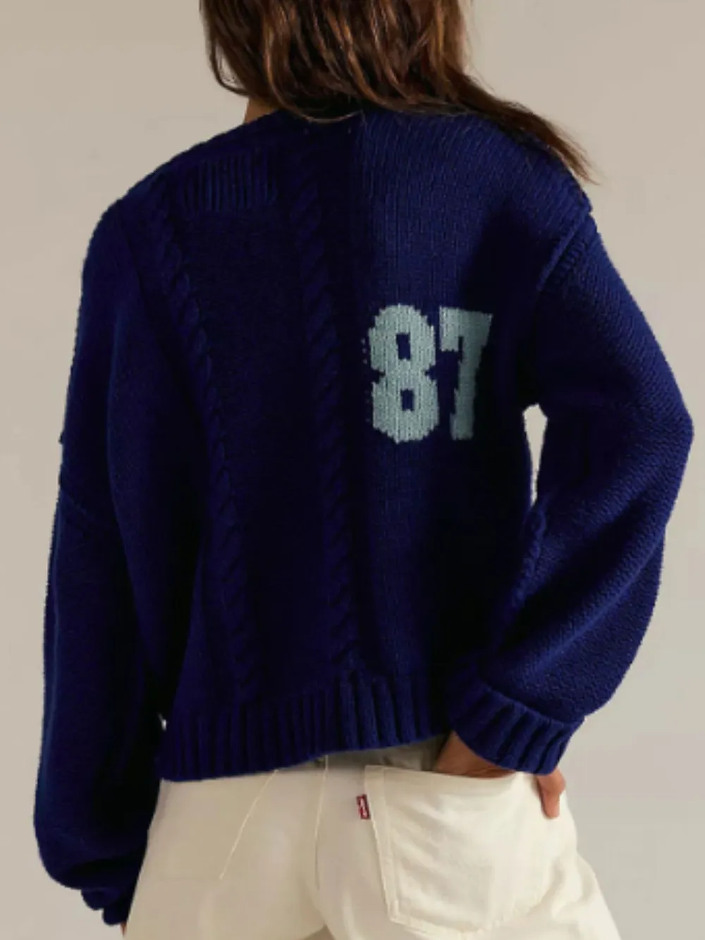 Number 81 Oversized Cable Knit Sweater, image 7