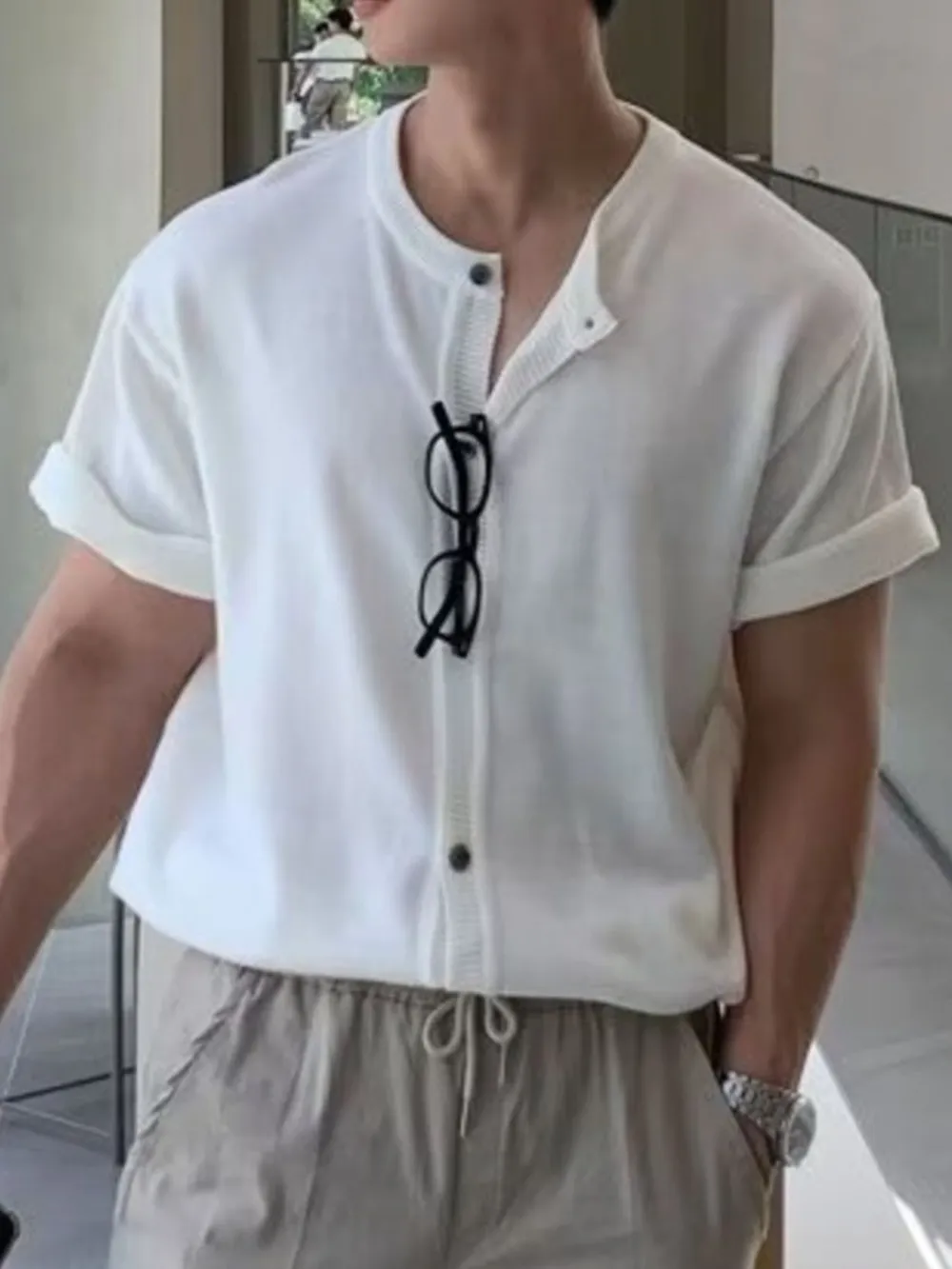 Men's Button Up Short Sleeve Top, image 3