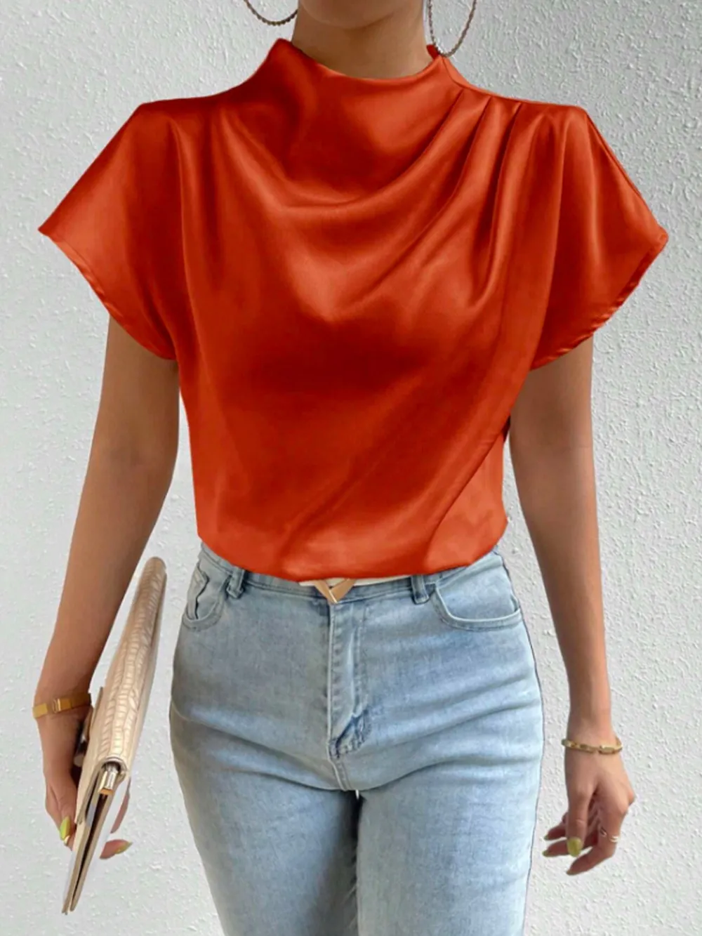 Mock Neck Short Sleeve Blouse, image 18