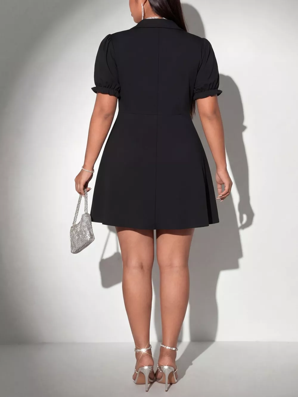 Plus Size Surplice Short Sleeve Mini Dress, image 5