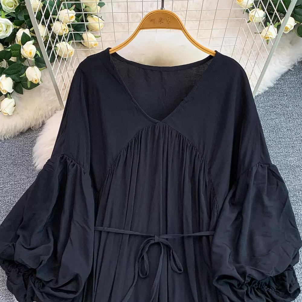 Balloon Sleeve Tie-Waist Dress, image 18