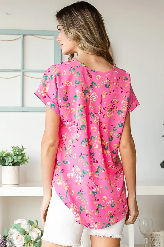 Full Size Animal print V-Neck Short Sleeve T-Shirt Plus Size, image 2