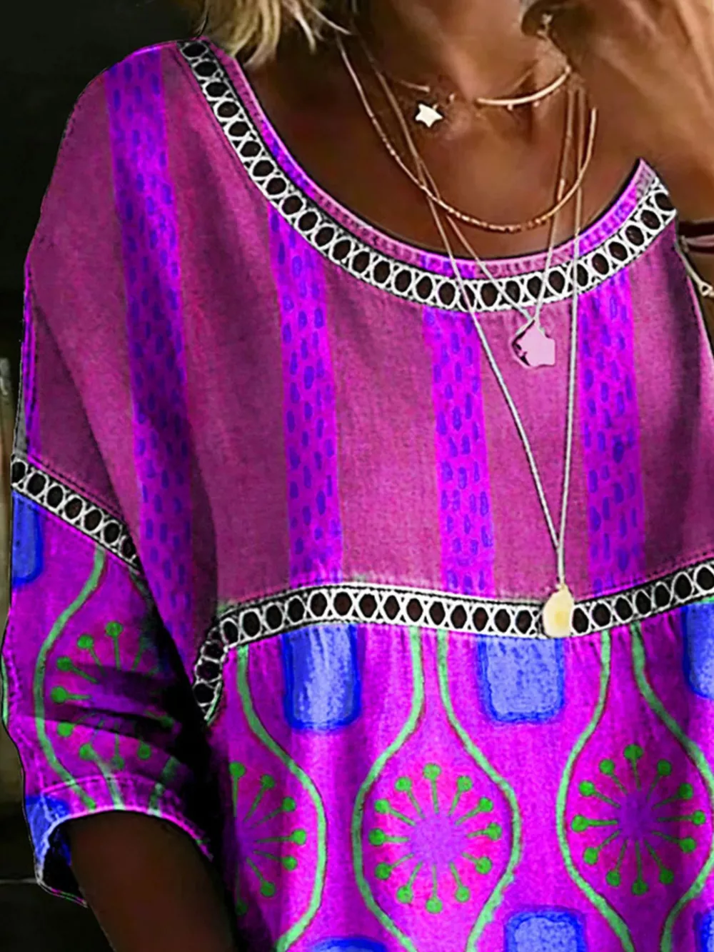 Full Size Hollow Out Round Neck Top Plus Size, image 5