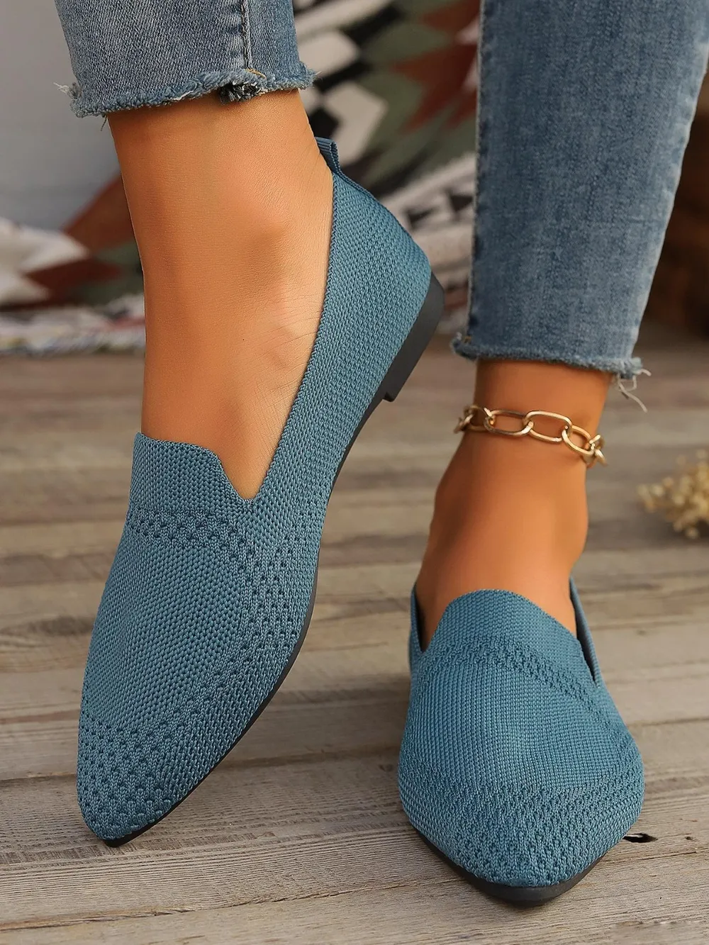 Point Toe Mesh Flats Slip-Ons, image 6