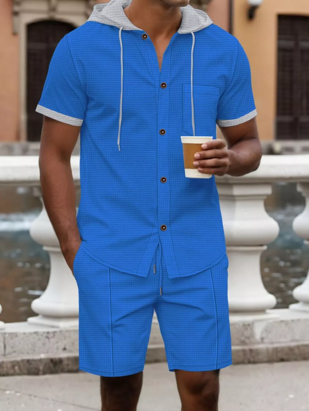 Men's Full Size Casual Hooded Top & Shorts Set Plus Size, image 11