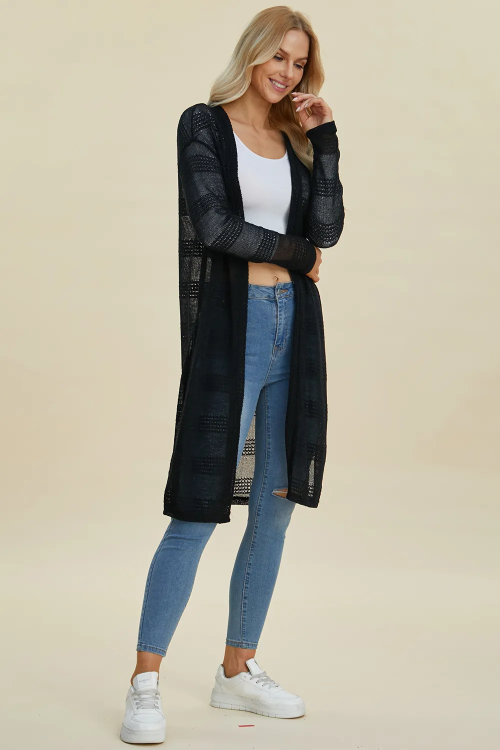 Full Size Open Front Longline Cardigan, image 18