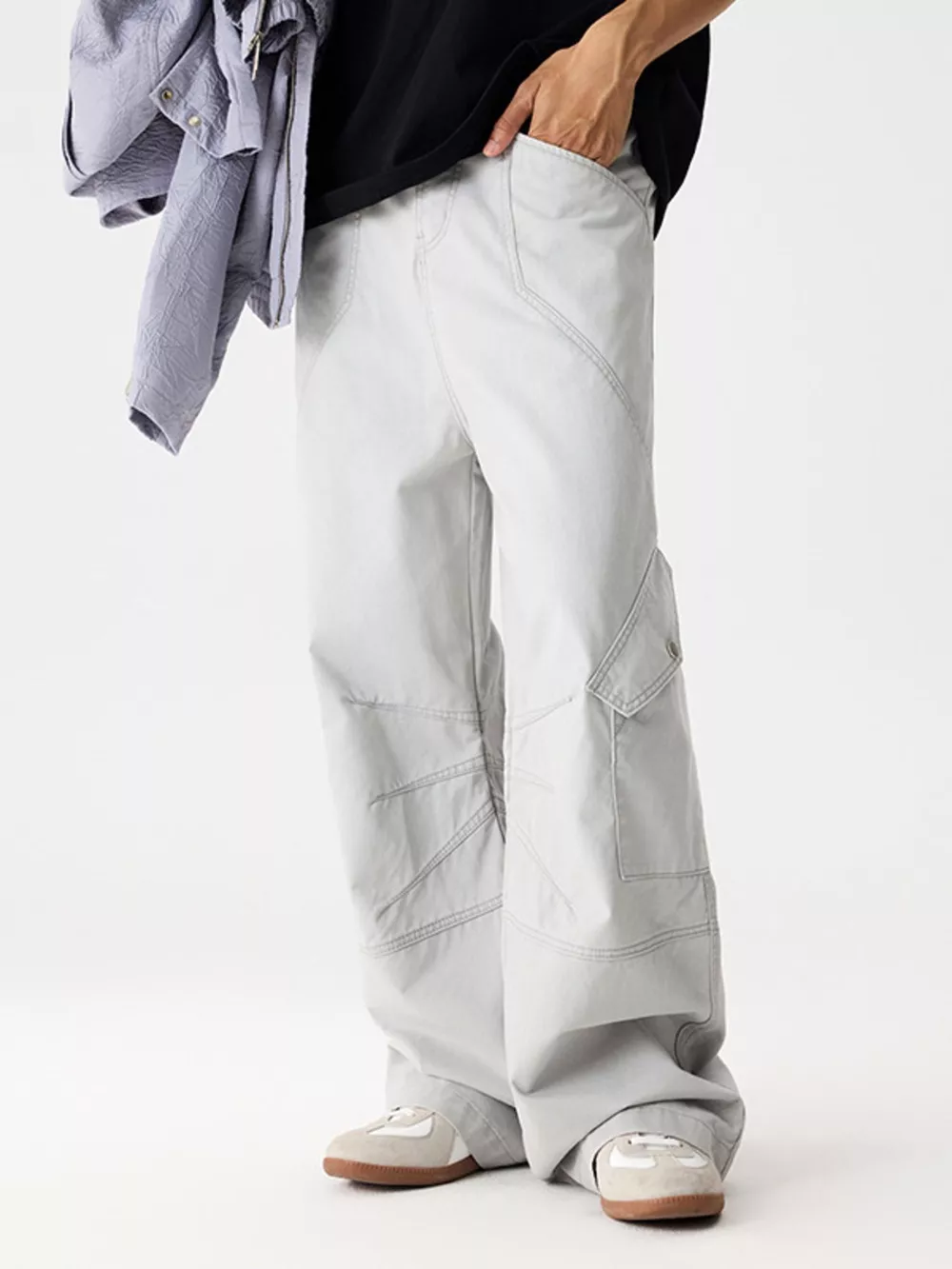 Men's Wide Leg Cargo Pants, image 4