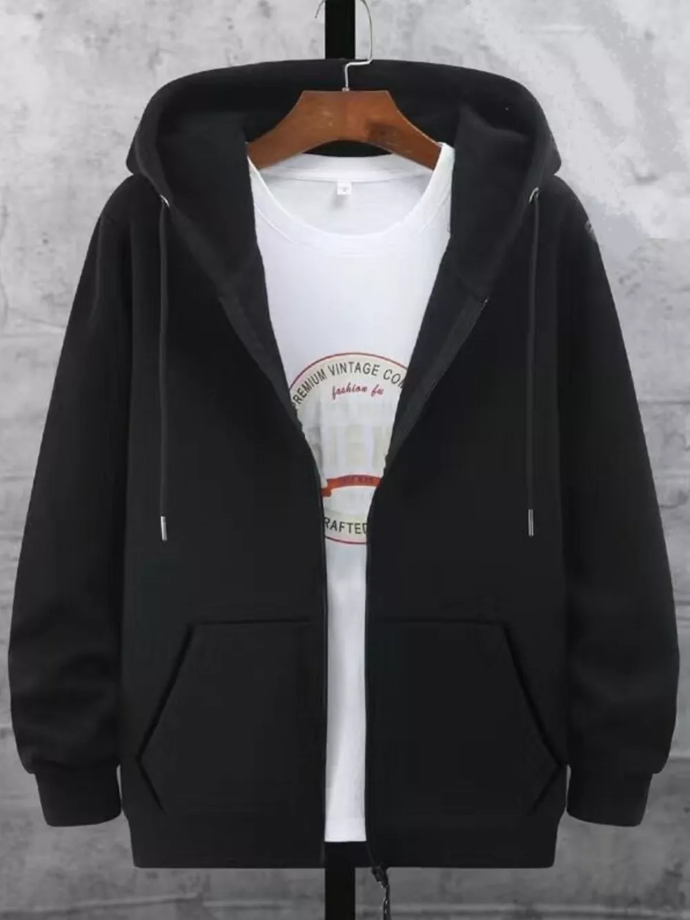 Men's Plus Size Fleece Lined Zip-Up Hoodie