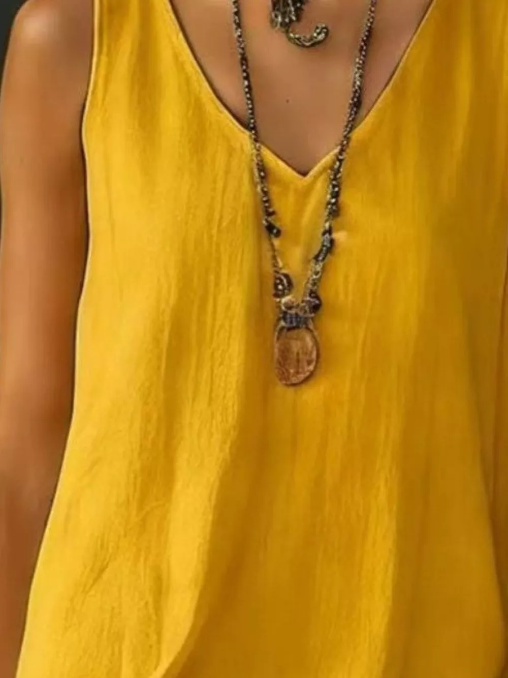 Full Size Ruffled Hem V-Neck Sleeveless Dress Plus Size, image 20