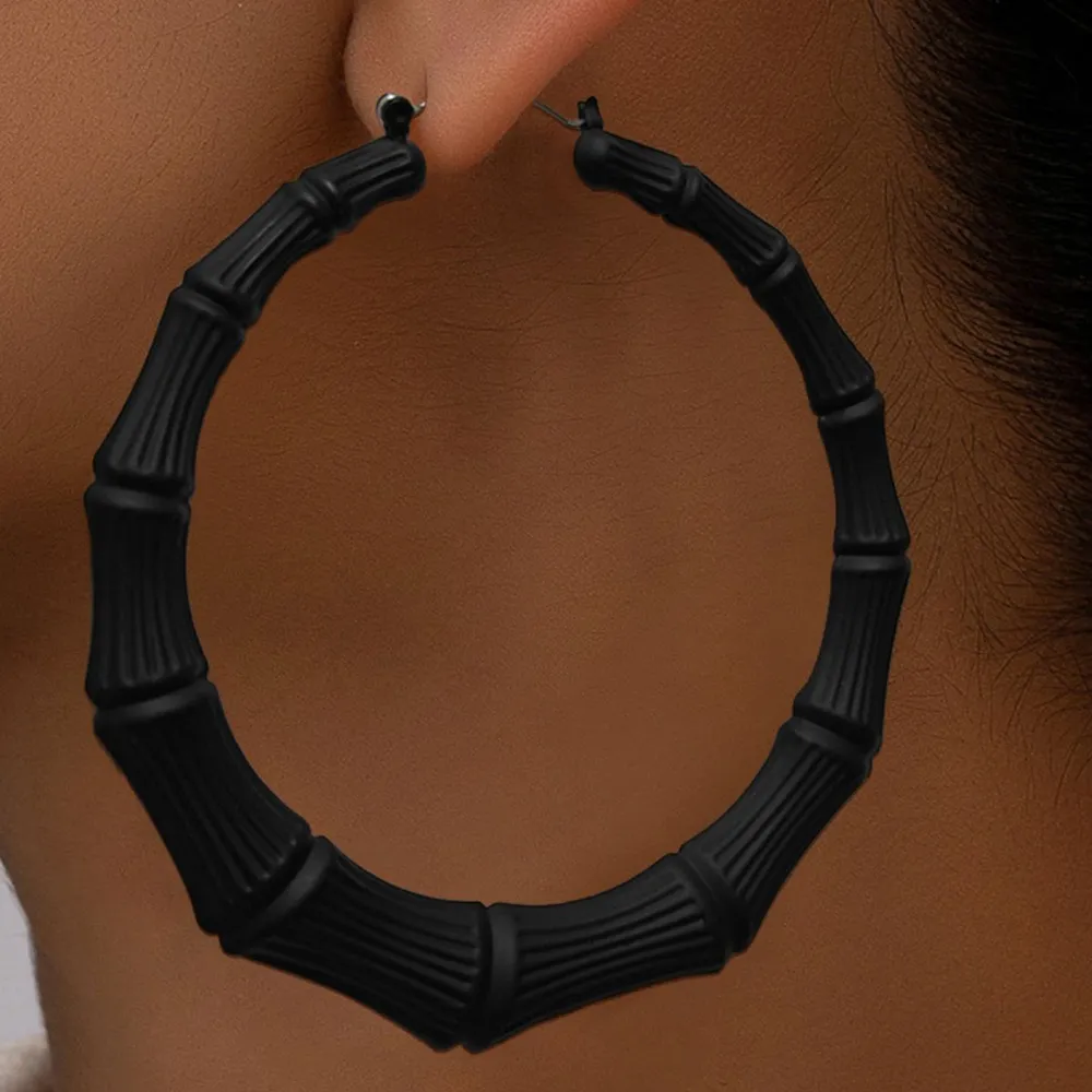 Stainless Steel Textured Hoop Earrings, image 5