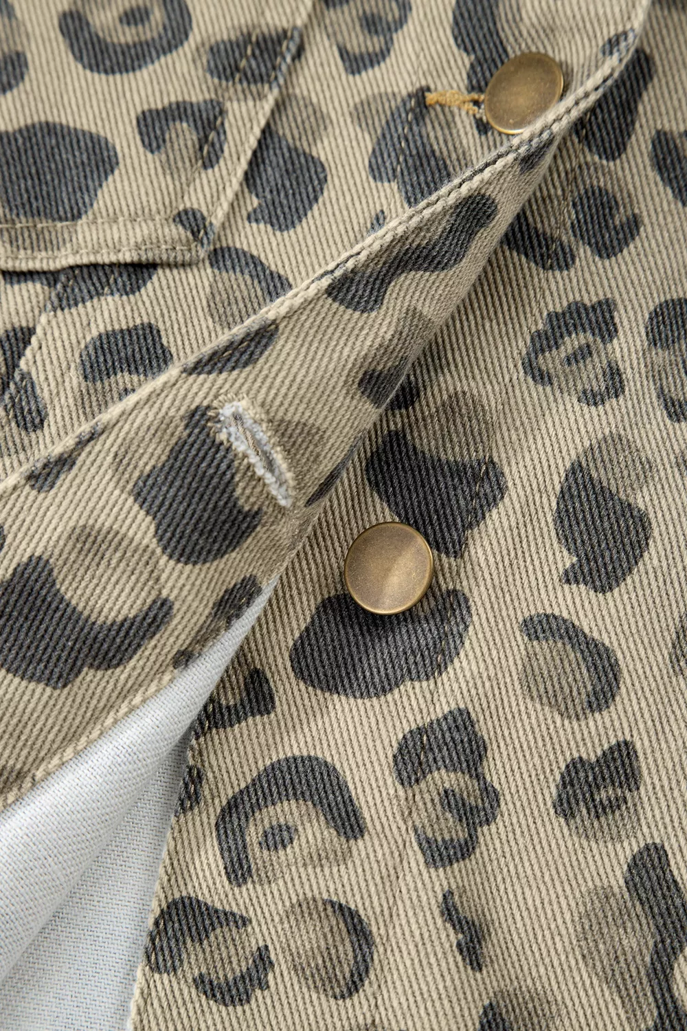 Leopard Print Seam Detail Button Down Denim Jacket, image 9