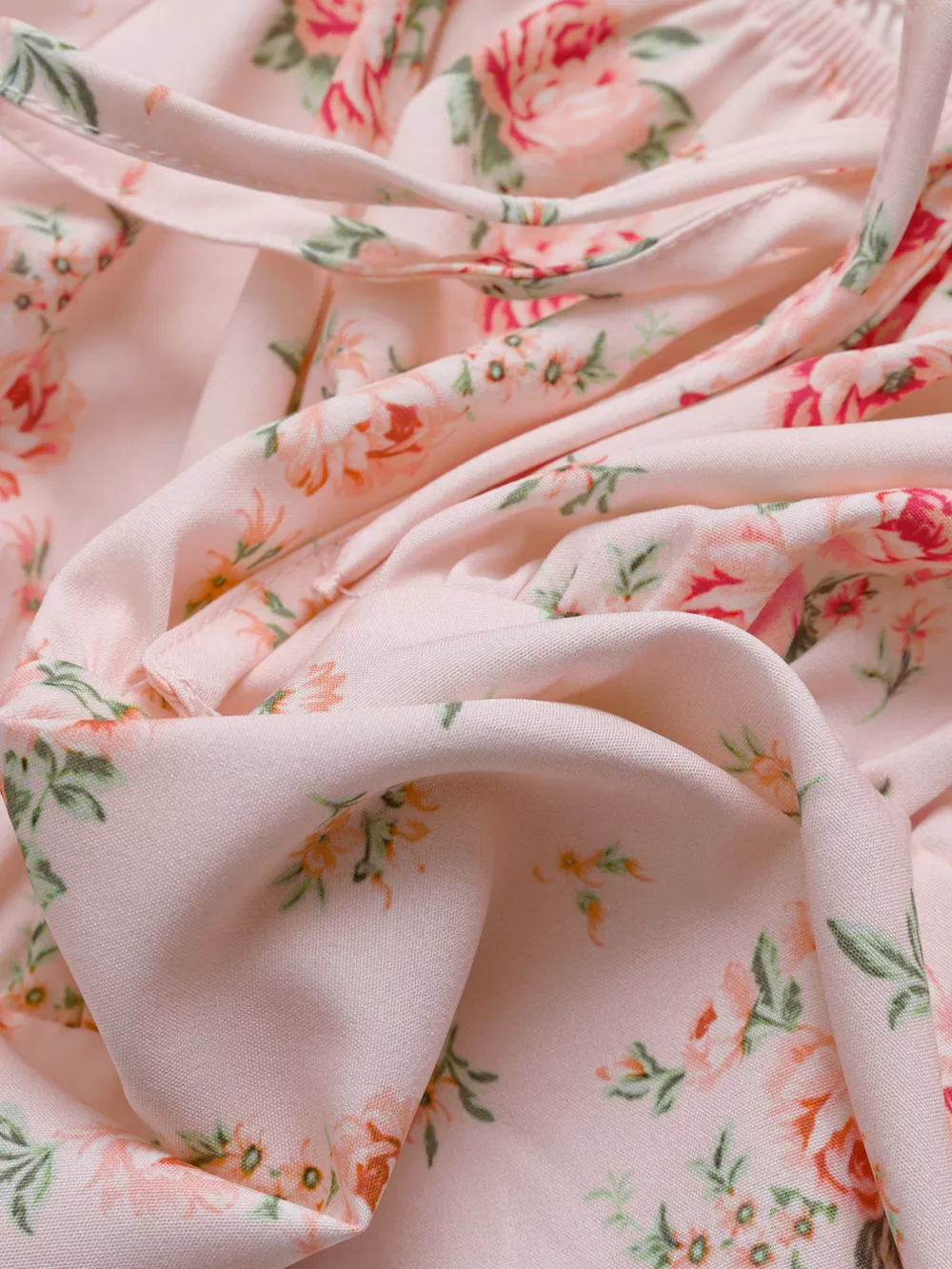 Floral Print Tie Front Puff Sleeve Blouse, image 4
