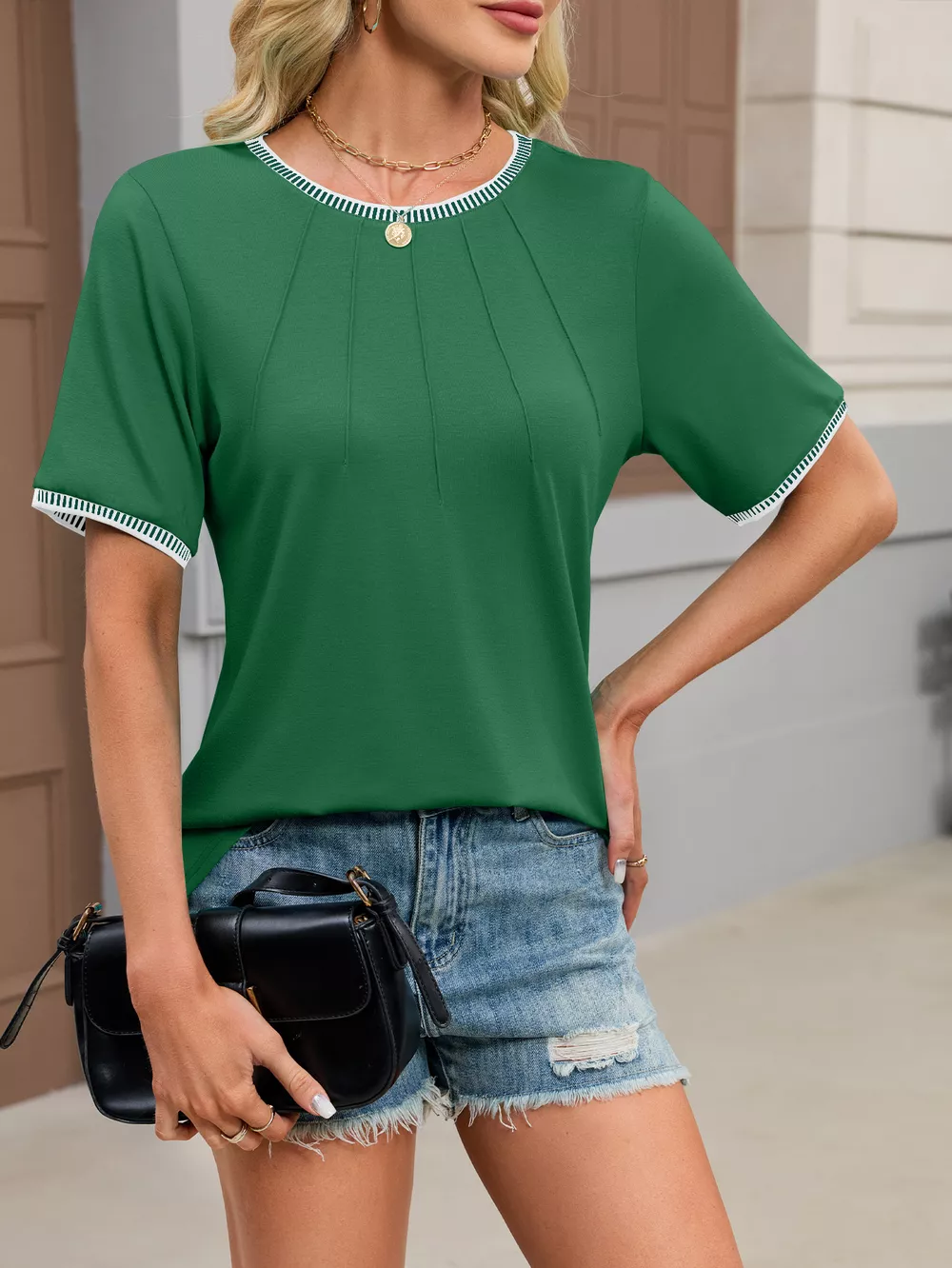 Contrast Trim Short Sleeve T-Shirt, image 8
