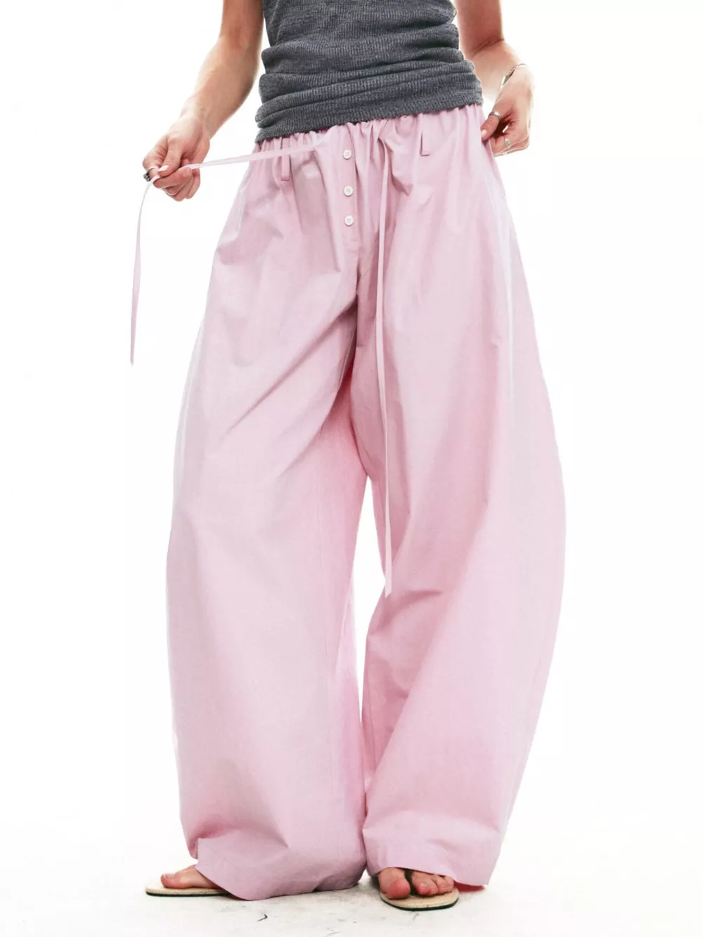 Drawstring Wide-Leg Pants, image 6
