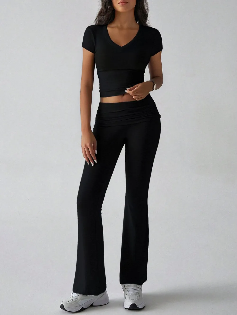 V-Neck Top and Bootcut Leggings Set, image 5