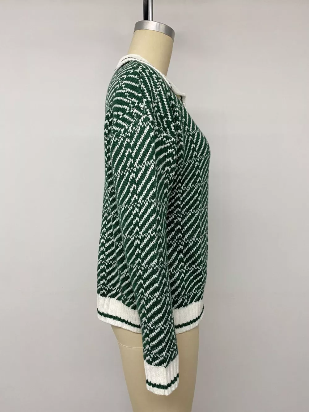 Geometric Patterned Collared Sweater, image 8