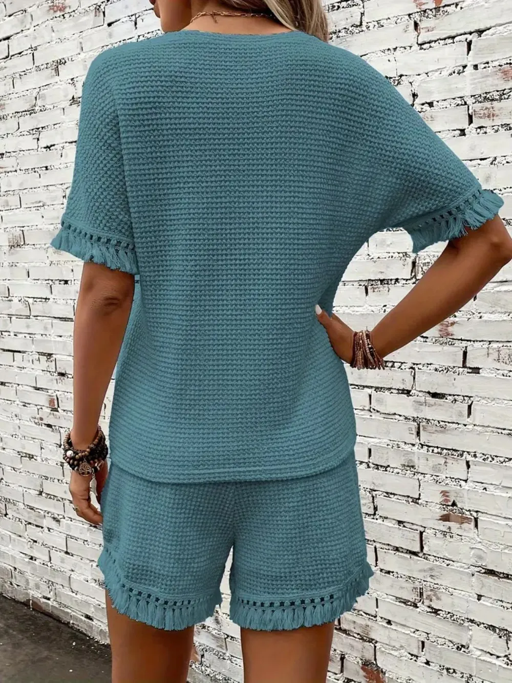 Tassel Round Neck Top and Shorts Set, image 19