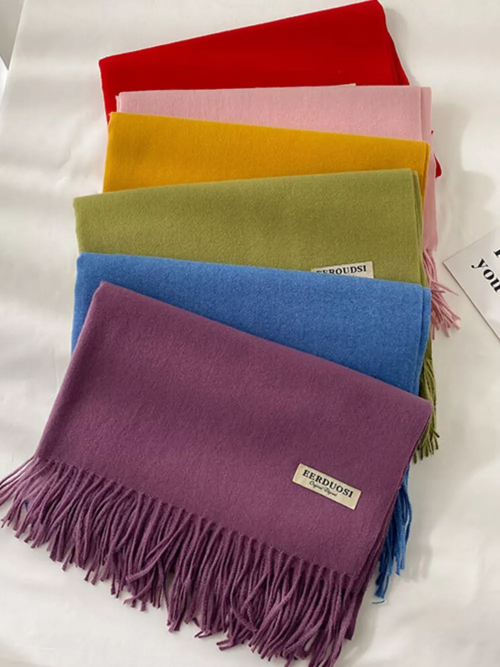Fringe Solid Color Scarf, image 3
