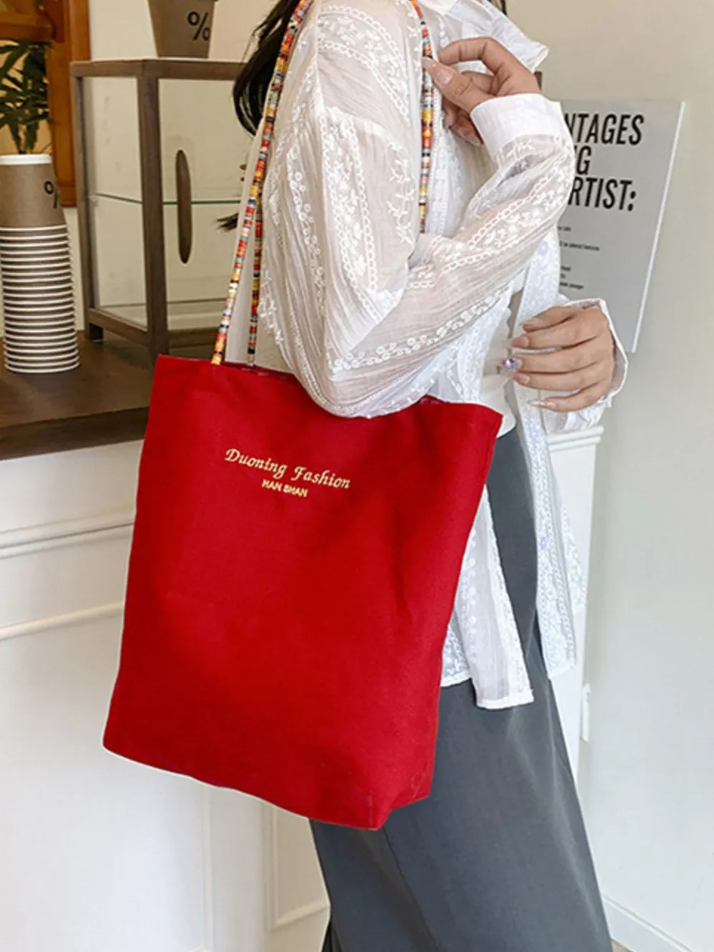 Gingham Pattern Tote Bag, image 8