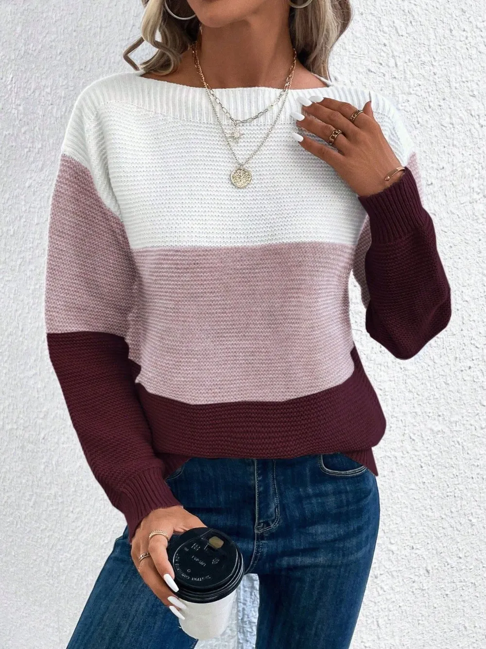 Color Block Boat Neck Sweater, image 27