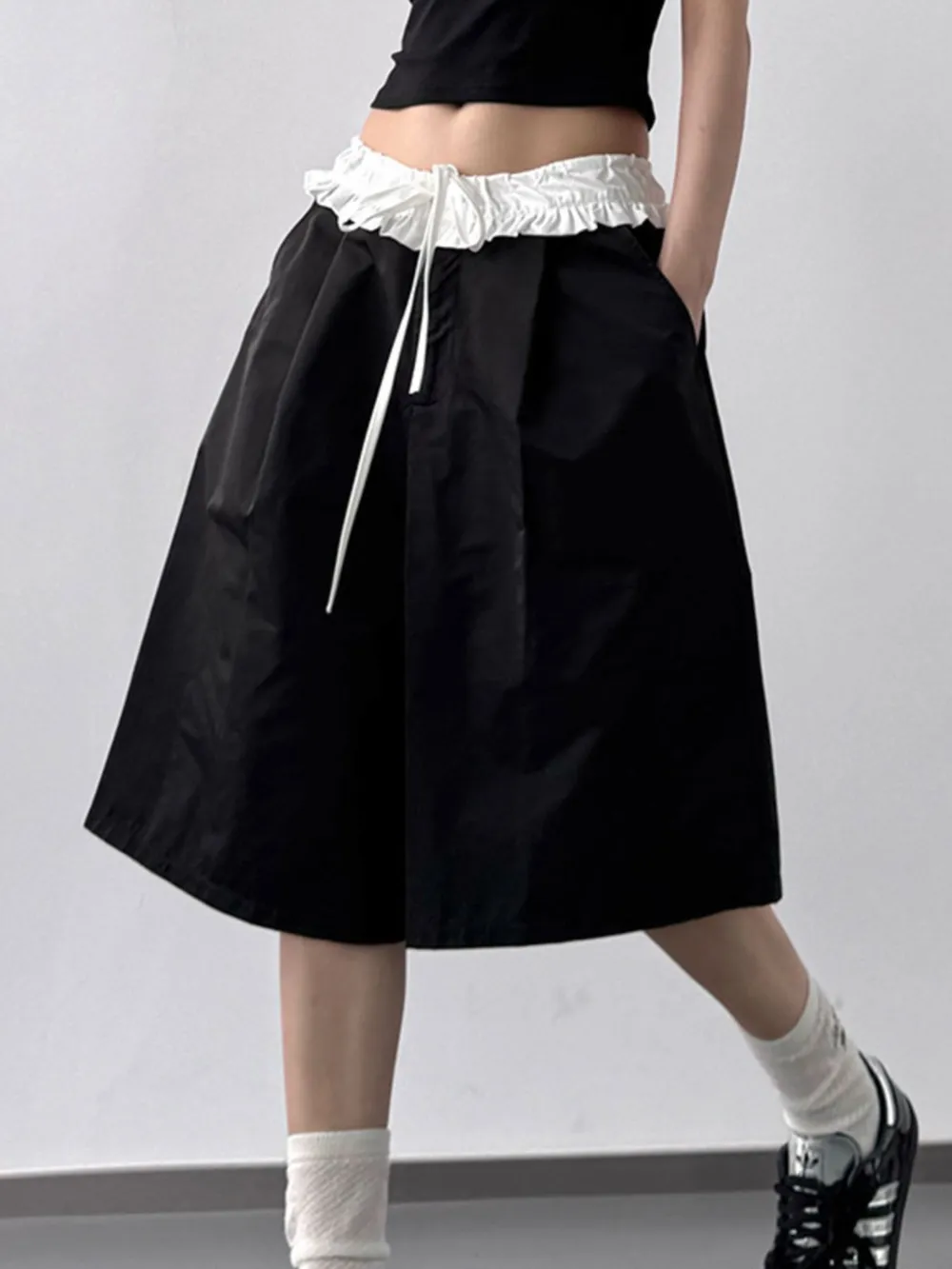 Contrast Waistband Wide-Leg Shorts, image 8
