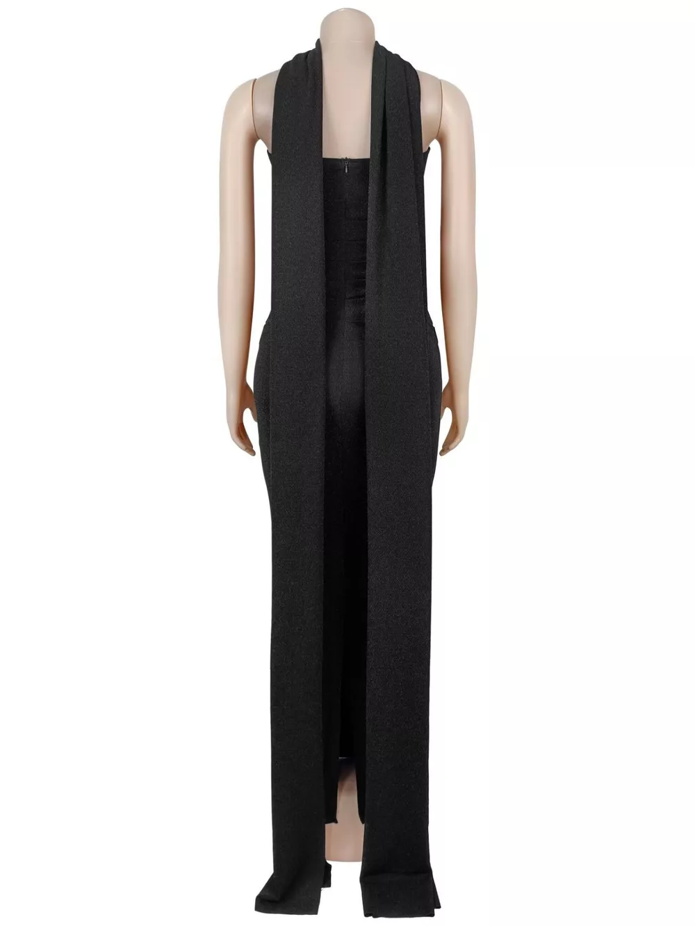 Slit Glitter Tube Maxi Dress with Scarf, image 9