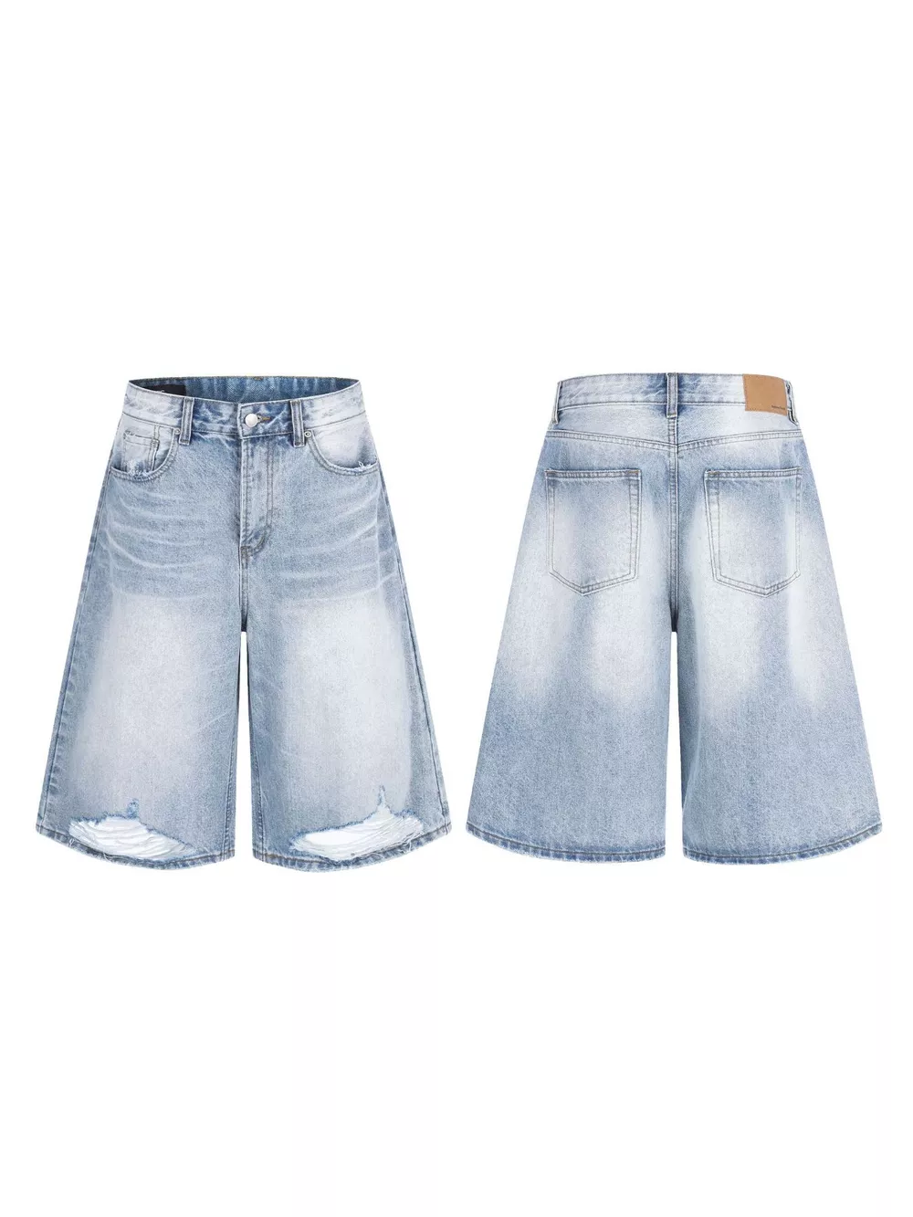 Men's High-Waisted Distressed Denim Capris, image 4