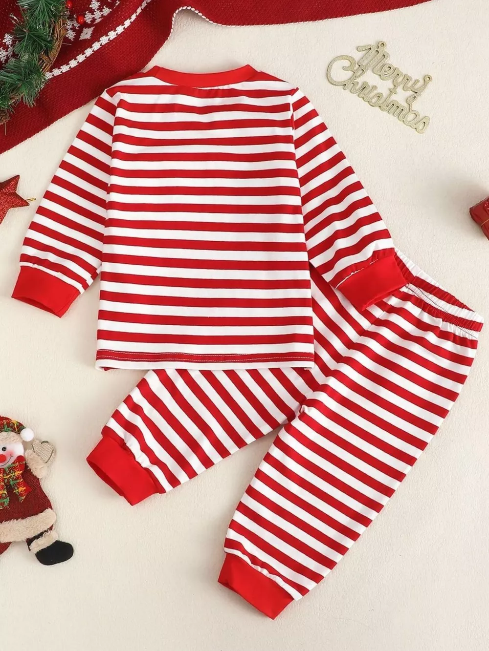 Children's Christmas Striped Pajama Set, image 3