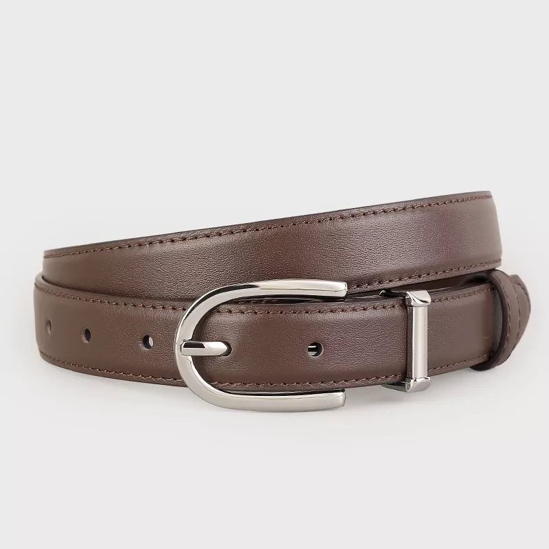 Classic Leather Belt with Silver Buckle, image 5