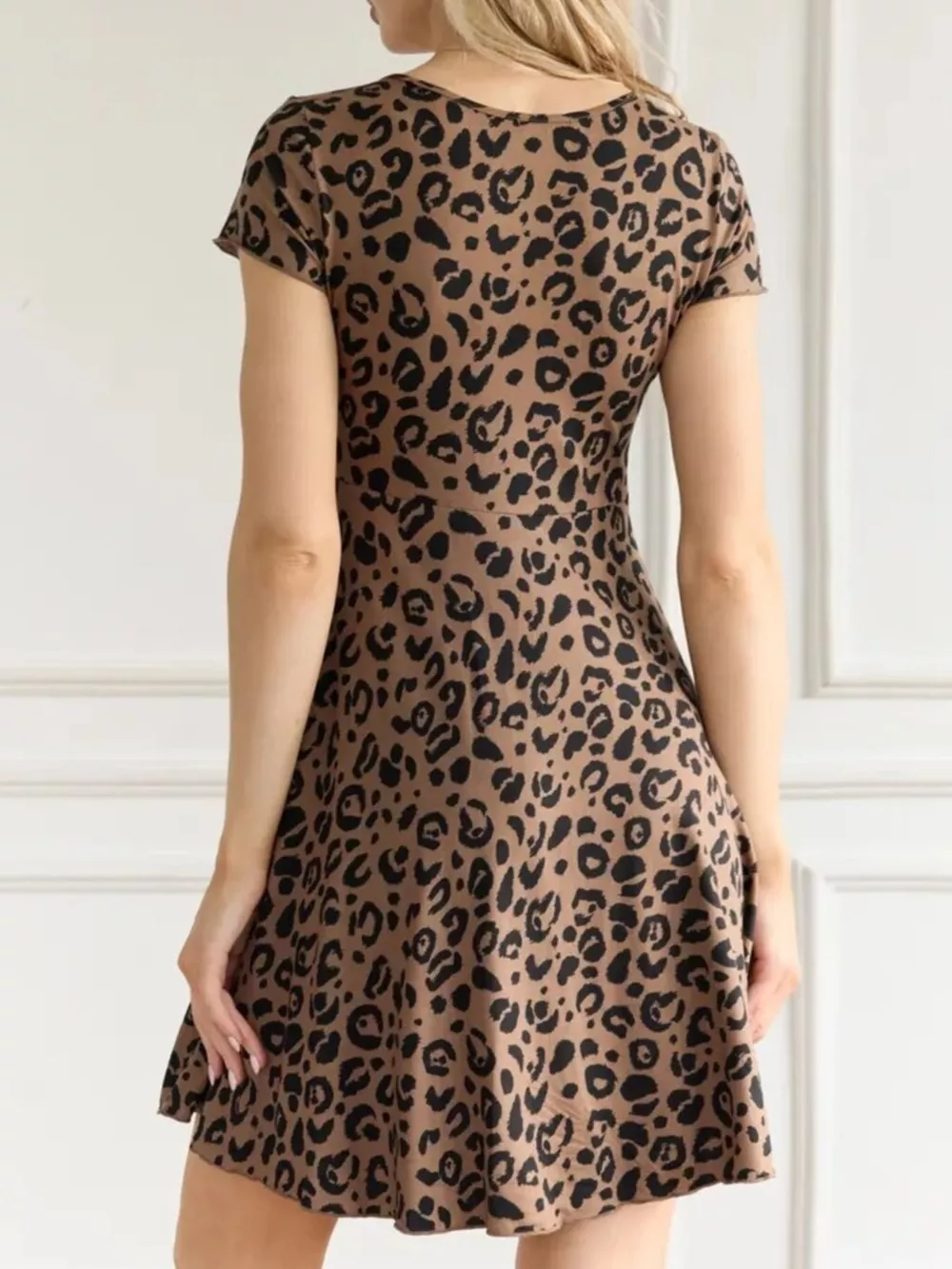 Full Size Tie Front V-Neck Mini Dress Plus Size, image 2