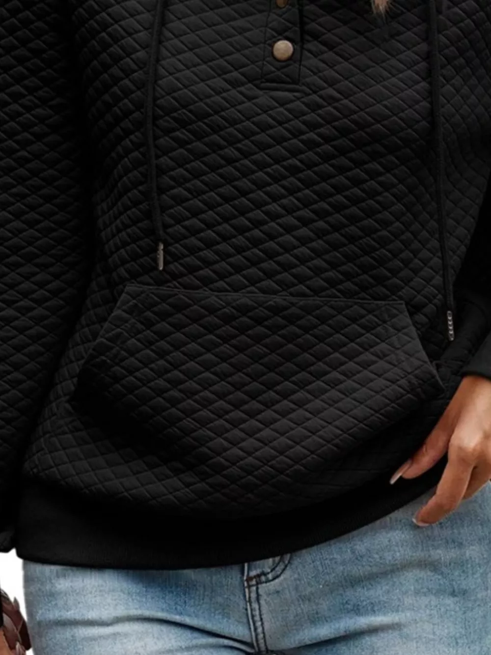 Drawstring Textured Dropped Shoulder Hoodie, image 25