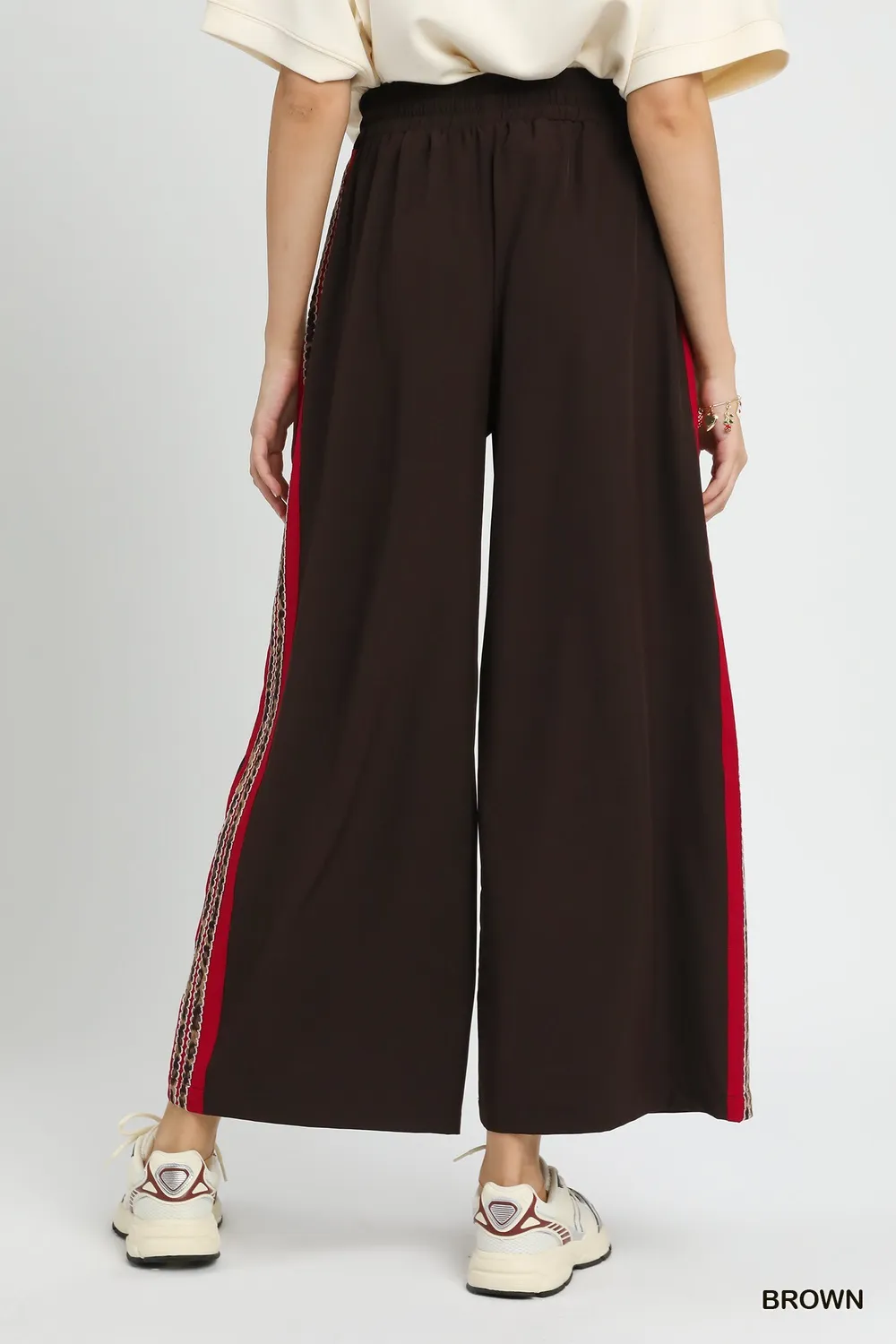 Wide Leg Pants with Contrast Side Trim, image 2