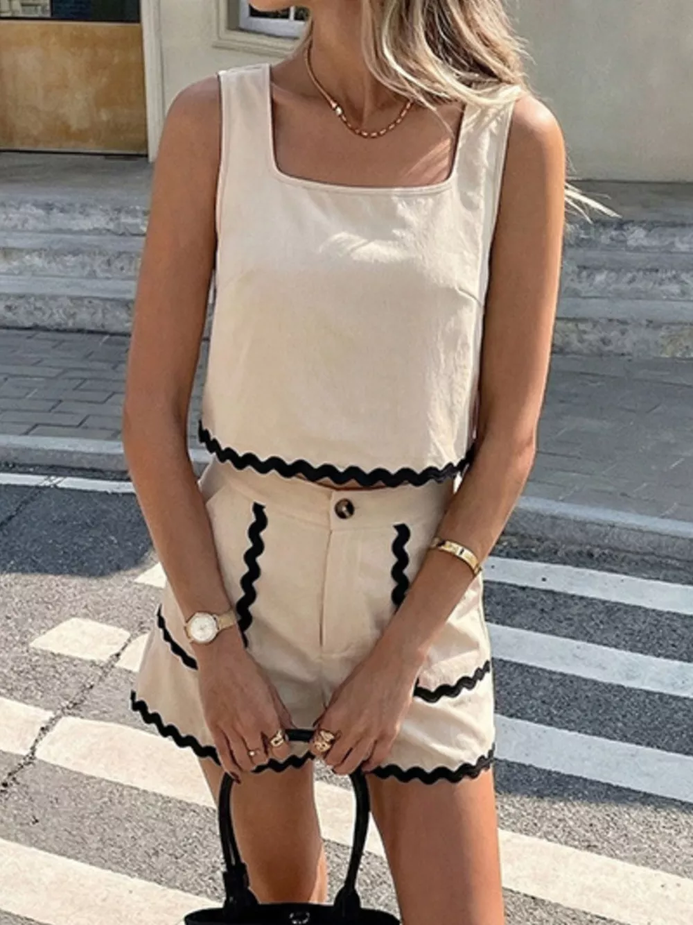 Scalloped Trim Tank and Shorts Set, image 4