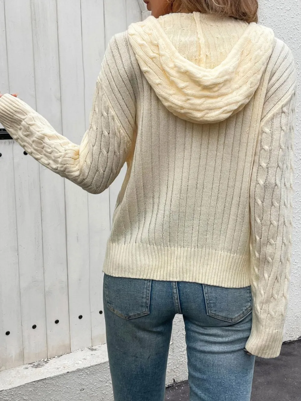 Zip Up Long Sleeve Hooded Cardigan, image 3