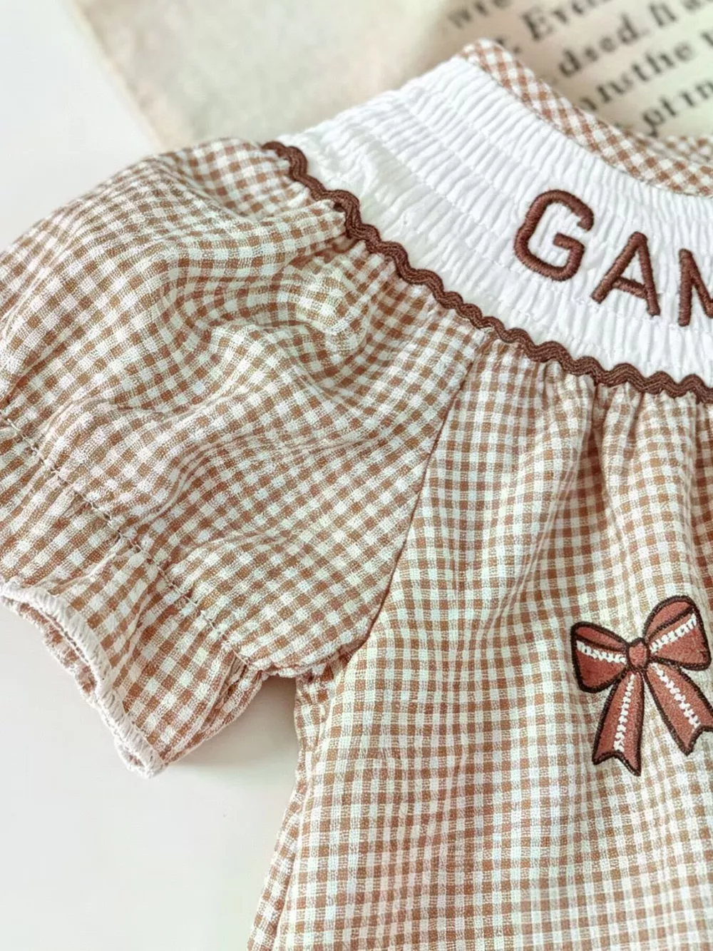 Children's Gingham Football Puff Sleeve Dress, image 3