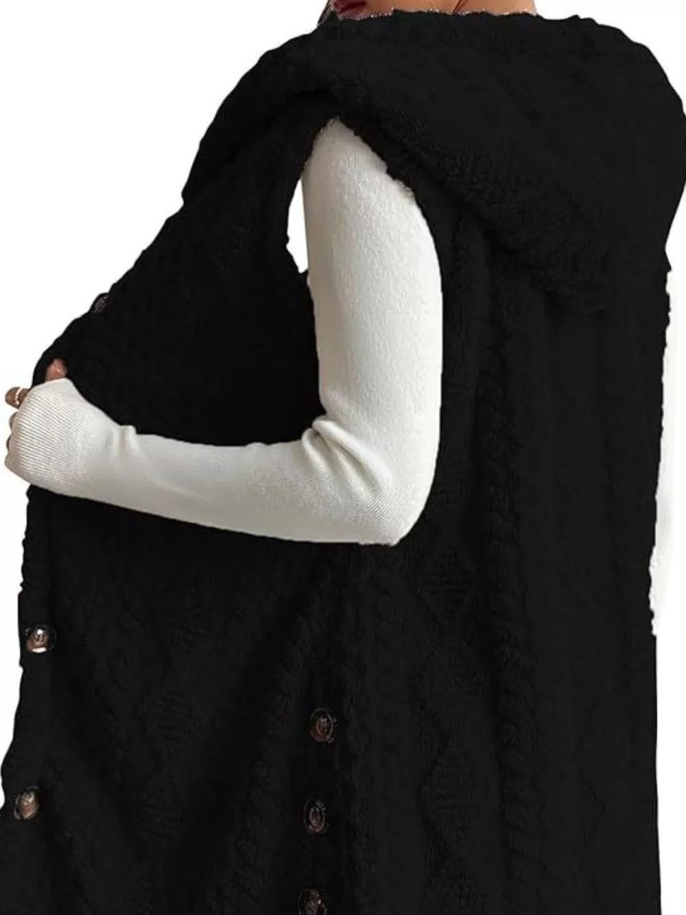Button-Down Sherpa Hooded Vest Coat, image 12