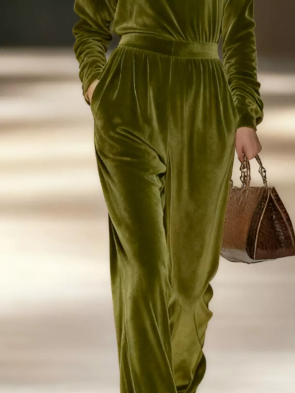 Full Size Velvet Turtleneck Long Sleeve Top and Wide-Leg Pants Set Plus Size, image 9