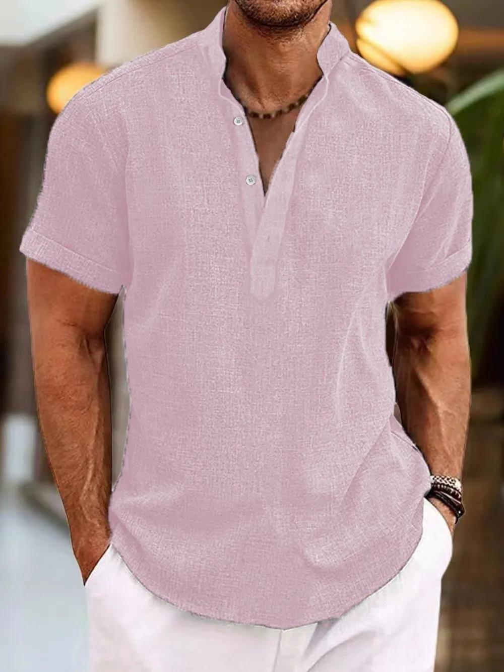 Men's Full Size Button Detail Short Sleeve Polo Plus Size, image 6