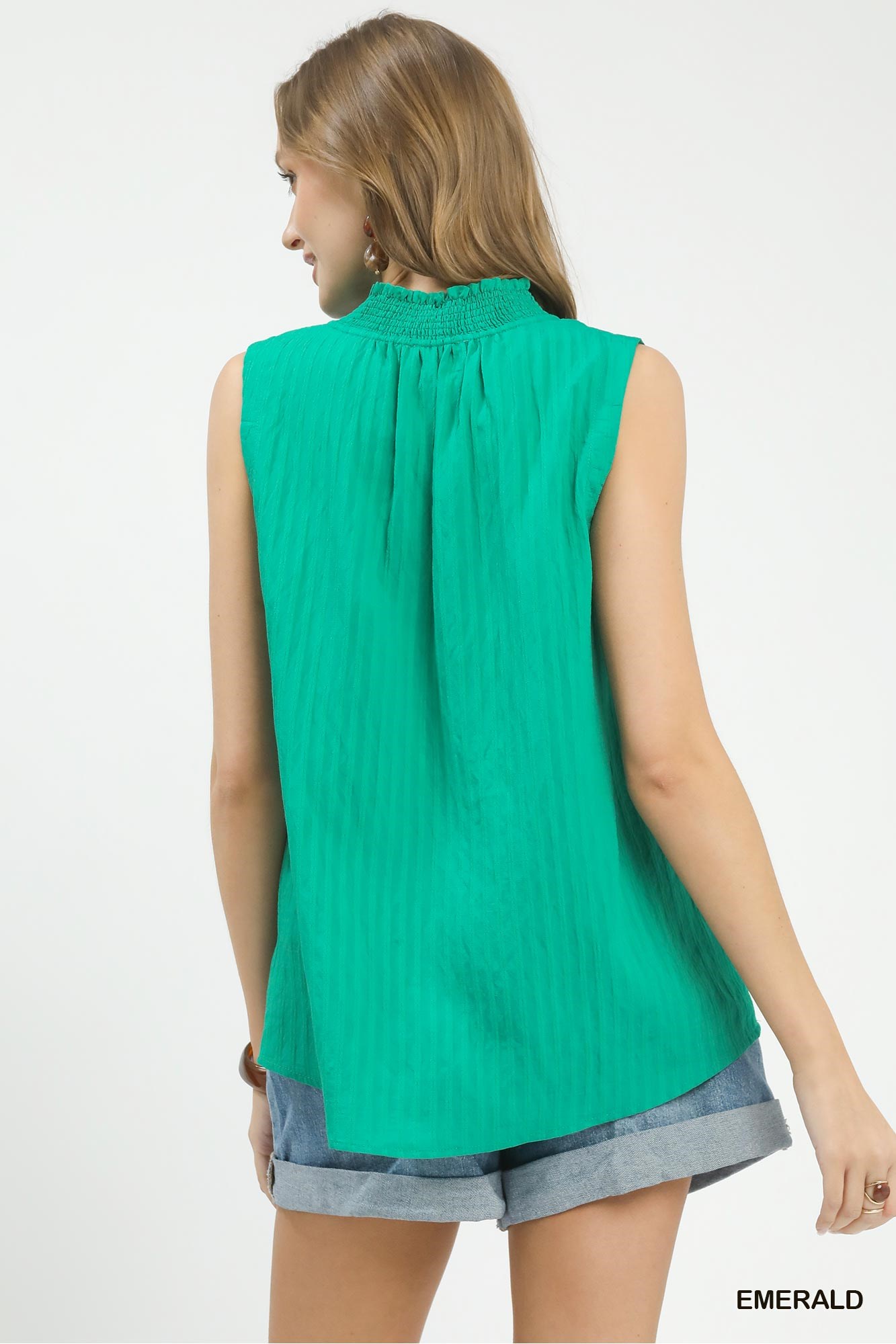Sleeveless Textured Notch Neck Top, image 4