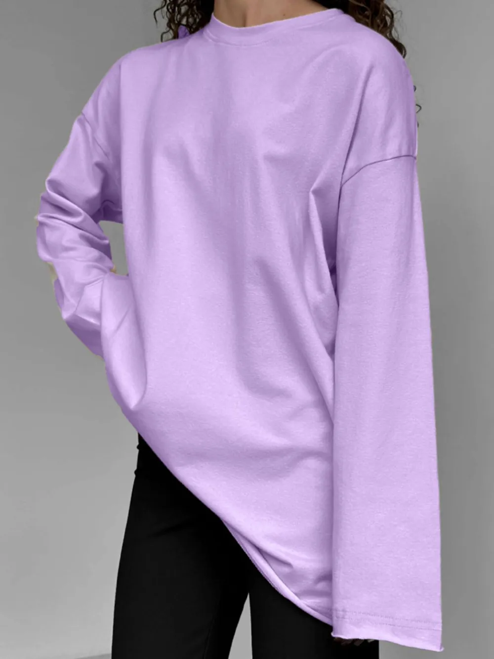 Round Neck Long Sleeve Oversized T-Shirt, image 23