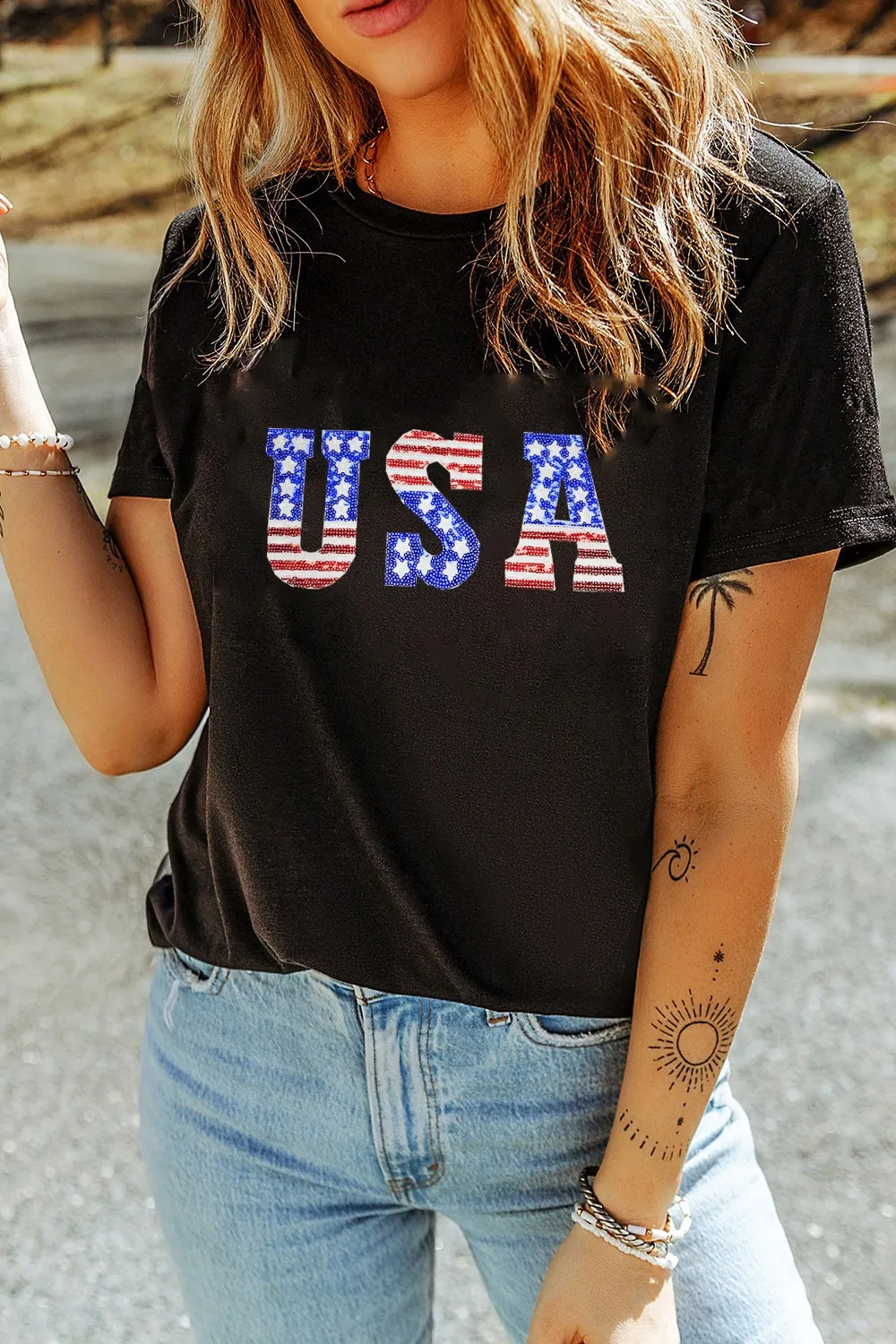 USA Round Neck Short Sleeve T-Shirt, image 4