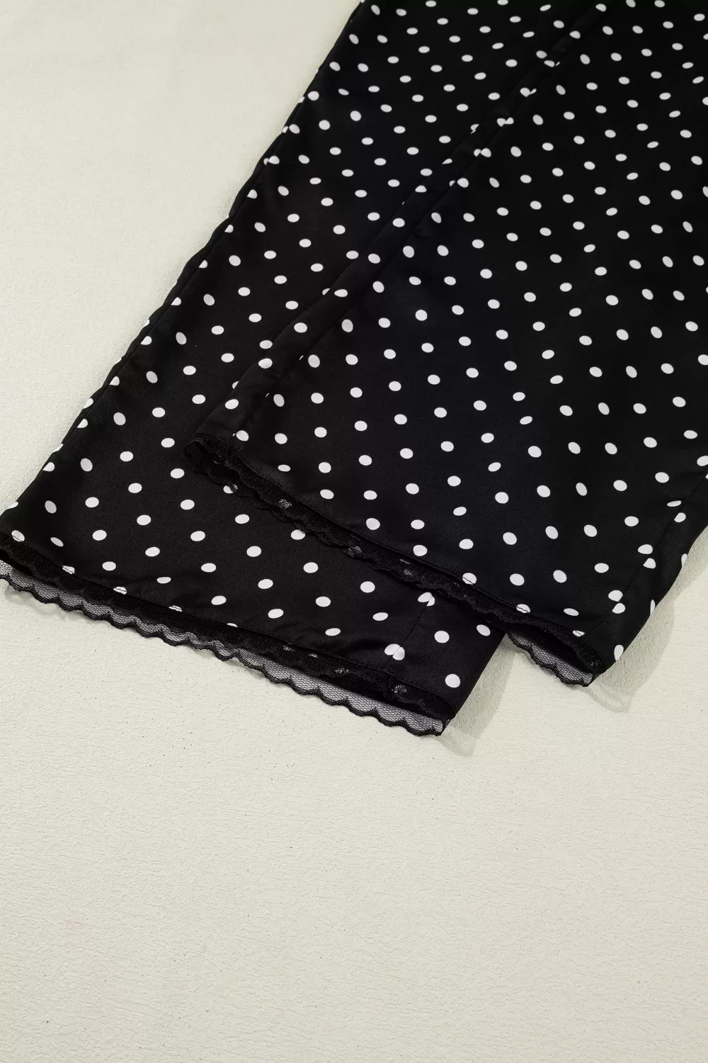 Polka Dot Print Elastic Waist Lace Hem Loose Pants, image 9
