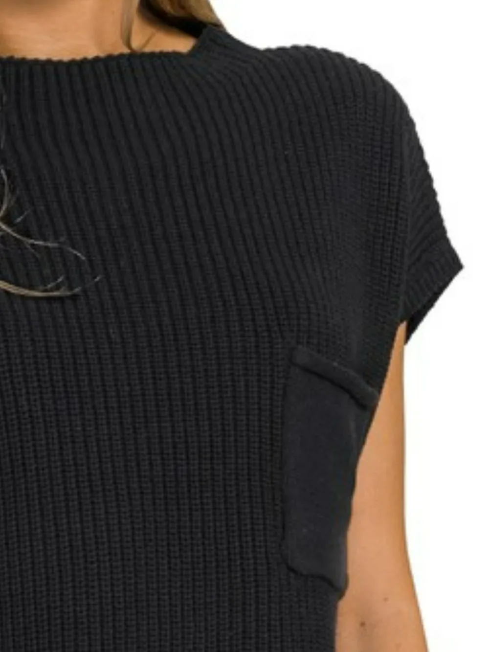 Mock Neck Short Sleeve Sweater, image 2