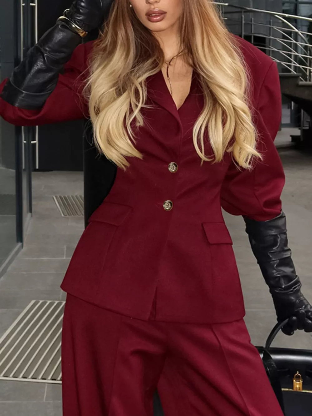 Single-Breasted Blazer and Wide-Leg Pants Set, image 5