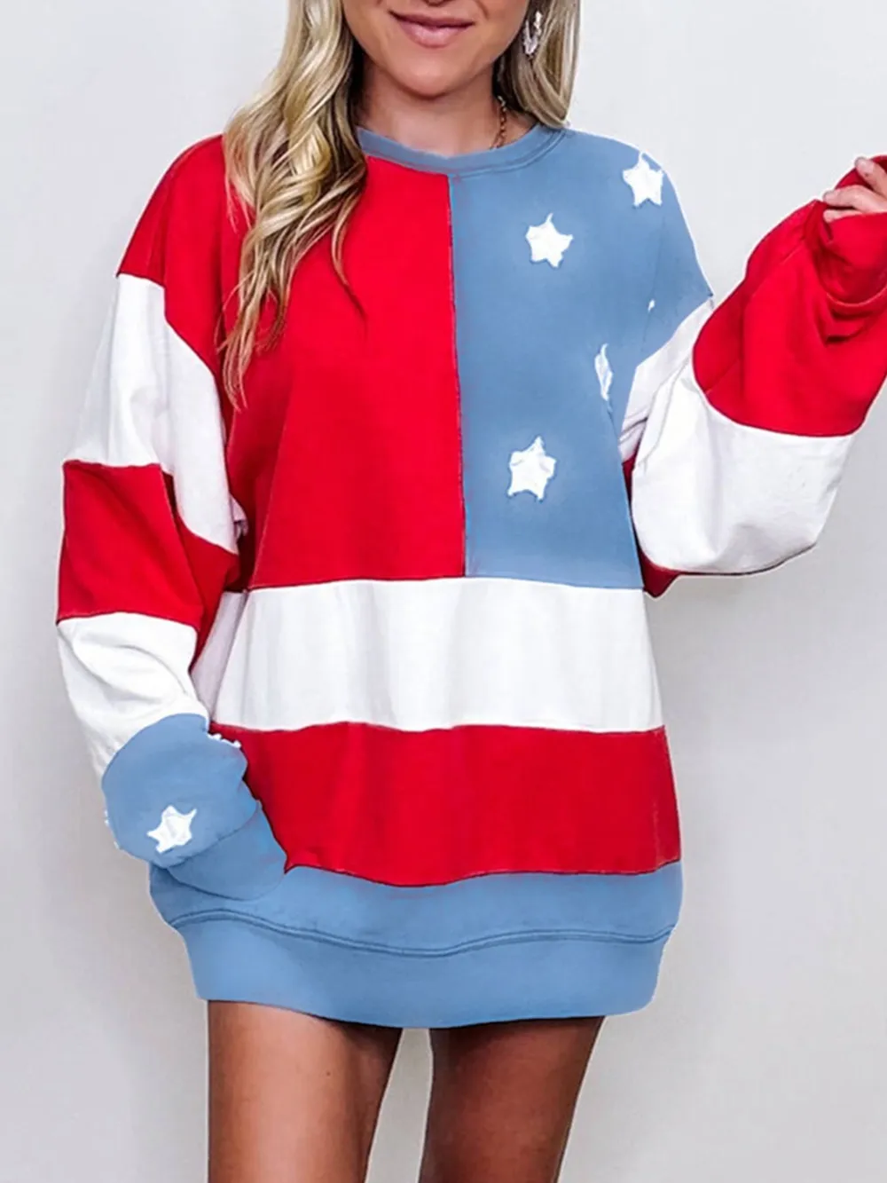 Multicolour American Flag Vintage Oversized Sweatshirt, image 5
