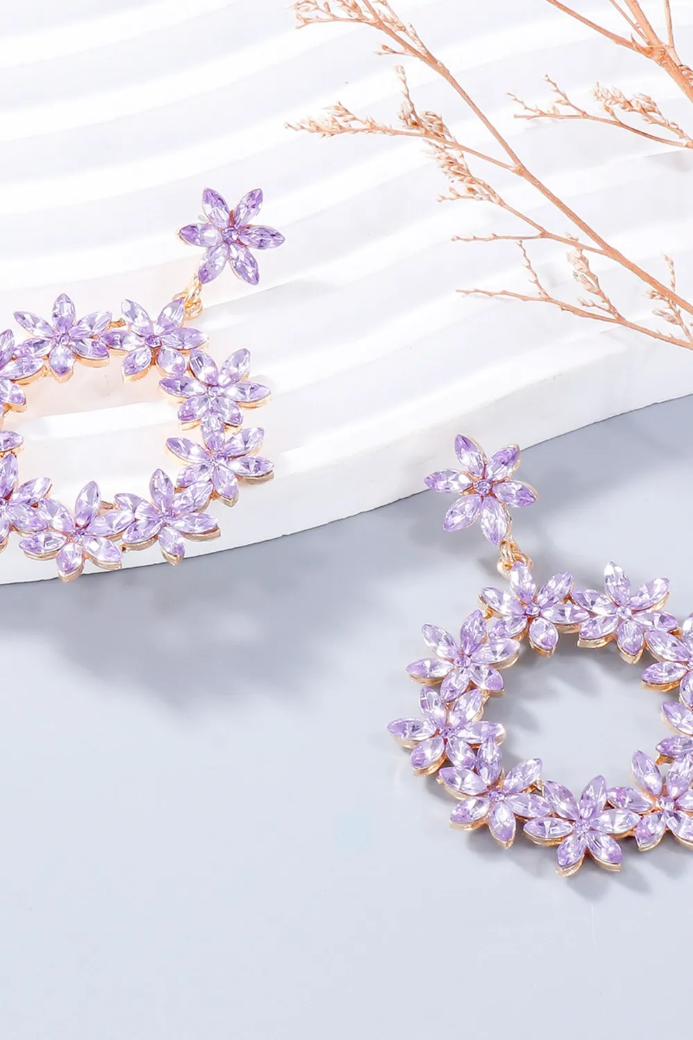 Rhinestone Flower Dangle Earrings, image 5