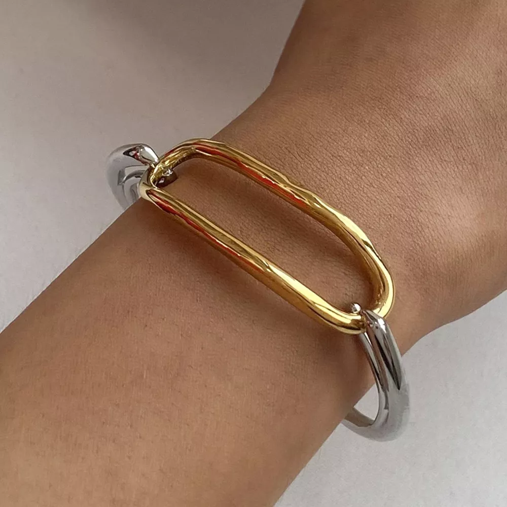 Two-Tone Geometric Link Bracelet, image 5